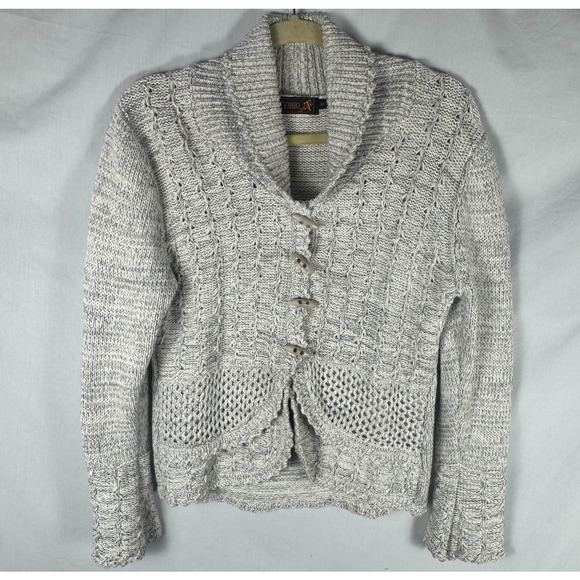 Tivoli of Ireland Gray Knit Cardigan Sweater EUC Women's Size S, Linen / Cotton - Picture 1 of 10